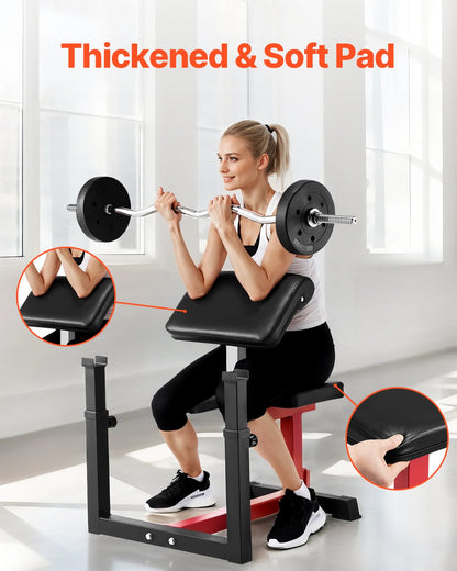 Weight Bench with Leg Extension, Strength Training Benches, Max load 440 LBS Home Gym Bench Fitness Equipment, Seated Arm Isolated Barbell Dumbbell Bicep Station, Workout Bench for Home Gym