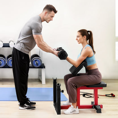Weight Bench with Leg Extension, Strength Training Benches, Max load 440 LBS Home Gym Bench Fitness Equipment, Seated Arm Isolated Barbell Dumbbell Bicep Station, Workout Bench for Home Gym