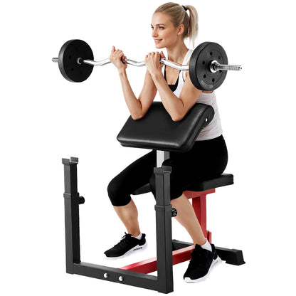 Weight Bench with Leg Extension, Strength Training Benches, Max load 440 LBS Home Gym Bench Fitness Equipment, Seated Arm Isolated Barbell Dumbbell Bicep Station, Workout Bench for Home Gym