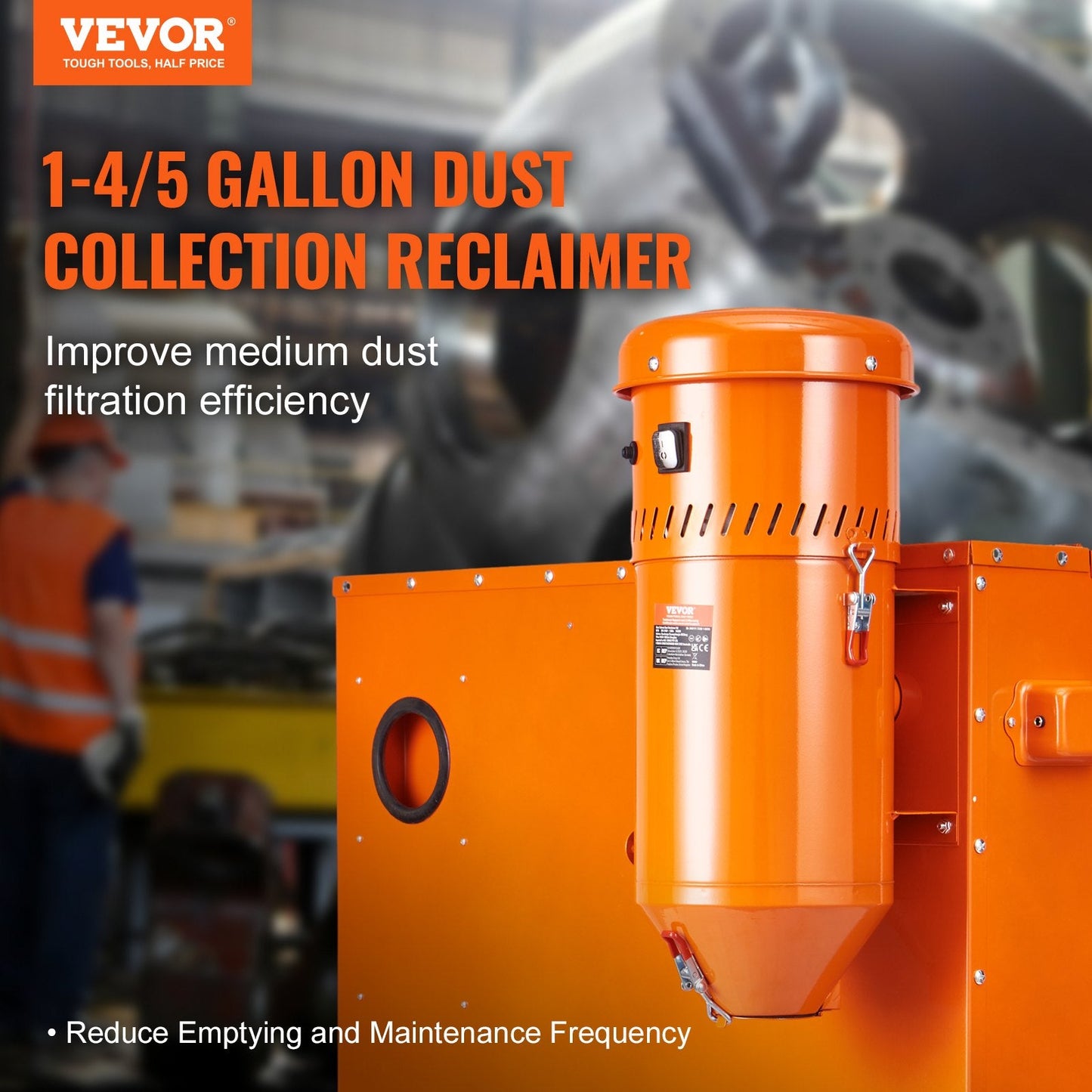 High-Power 1450W Dust Collector with 1.8 Gallon Capacity and Durable Steel Build