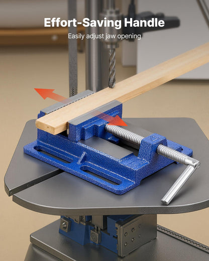 Drill Press Vise, 4 Inch Jaw Width, Portable Bench Vise, Slotted Base for Easy Installation, Durable Cast Iron Construction, Workbench Vice, for Woodworking, Metalworking, Drilling, and Cutting