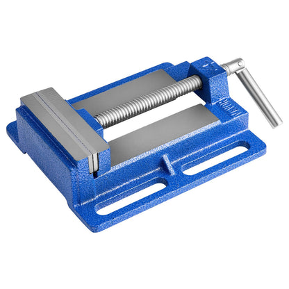 Drill Press Vise, 4 Inch Jaw Width, Portable Bench Vise, Slotted Base for Easy Installation, Durable Cast Iron Construction, Workbench Vice, for Woodworking, Metalworking, Drilling, and Cutting