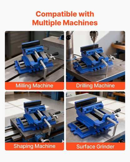 Cross Slide Drill Press Vise, 4 Inch Jaw Width, 2 Way X-Y Axis Bench Vise, 3.5 Inch Max Jaw Opening, Heavy Duty Cast Iron, Workbench Vice Clamp, for Woodworking Drilling CNC Milling Machine