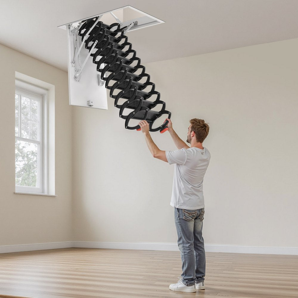 VEVOR Steel Attic Ladder Ceiling-Mounted Attic Stairs for 8.5-9.4 ft Ceilings