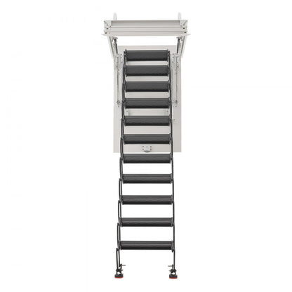 VEVOR Steel Attic Ladder Ceiling-Mounted Attic Stairs for 8.5-9.4 ft Ceilings