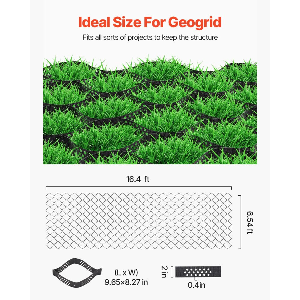 Ground Grid 2-Inch Depth Geocell Grid 16.4x6.5FT / 5000x1980mm for Gravel