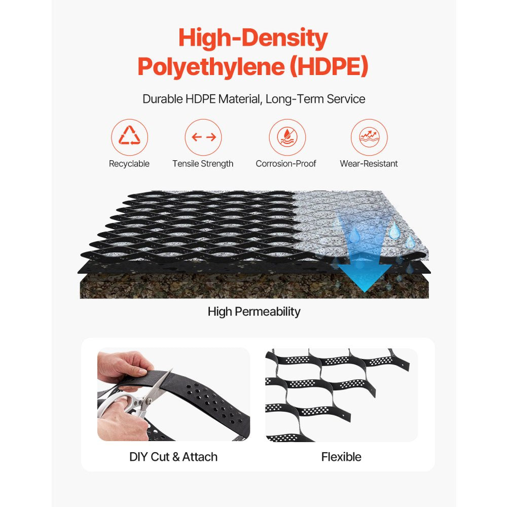 Ground Grid 2-Inch Depth Geocell Grid 16.4x6.5FT / 5000x1980mm for Gravel