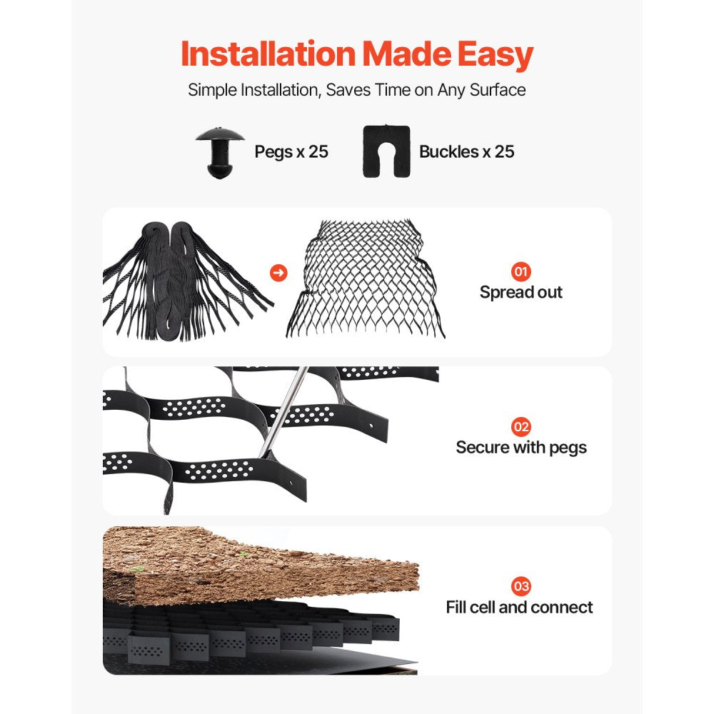 Ground Grid 2-Inch Depth Geocell Grid 16.4x6.5FT / 5000x1980mm for Gravel