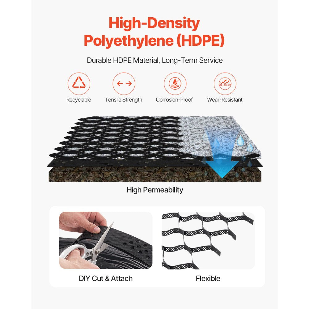 VEVOR Ground Grid 2-Inch Deep Geocell Grid 17.06x8.86FT / 5200x2700mm for Gravel