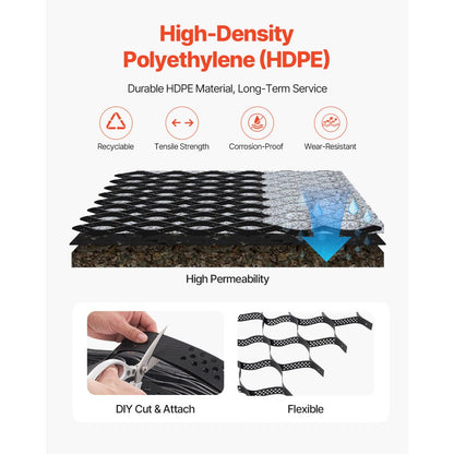 VEVOR Ground Grid 2-Inch Deep Geocell Grid 17.06x8.86FT / 5200x2700mm for Gravel