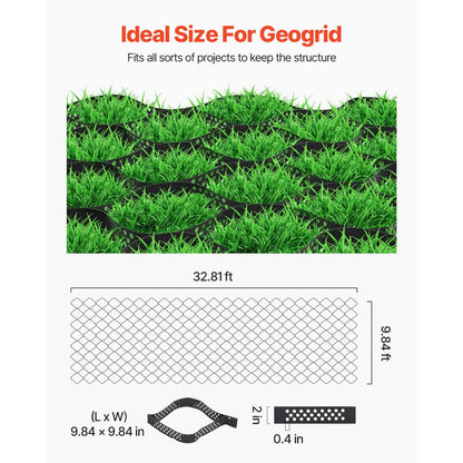 VEVOR Ground Grid 2-In Deep Geocell Grid 32.81x9.84FT / 10000x3000mm for Gravel