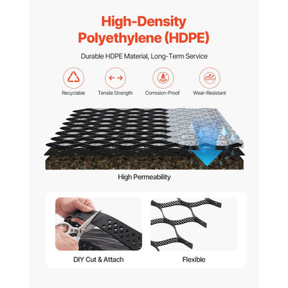 VEVOR Ground Grid 2-In Deep Geocell Grid 32.81x9.84FT / 10000x3000mm for Gravel