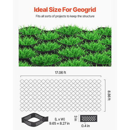 VEVOR Ground Grid 3-Inch Deep Geocell Grid 17.06x8.86FT / 5200x2700mm for Gravel