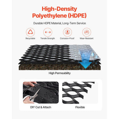 VEVOR Ground Grid 3-Inch Deep Geocell Grid 17.06x8.86FT / 5200x2700mm for Gravel