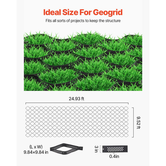 Ground Grid 3-Inch Deep Geocell Grid 24.93x9.52FT / 7600x2900mm for Gravel