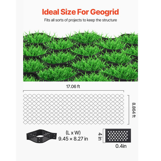 Ground Grid 4-Inch Deep Geocell Grid 17.06x8.86FT / 5200x2700mm for Gravel