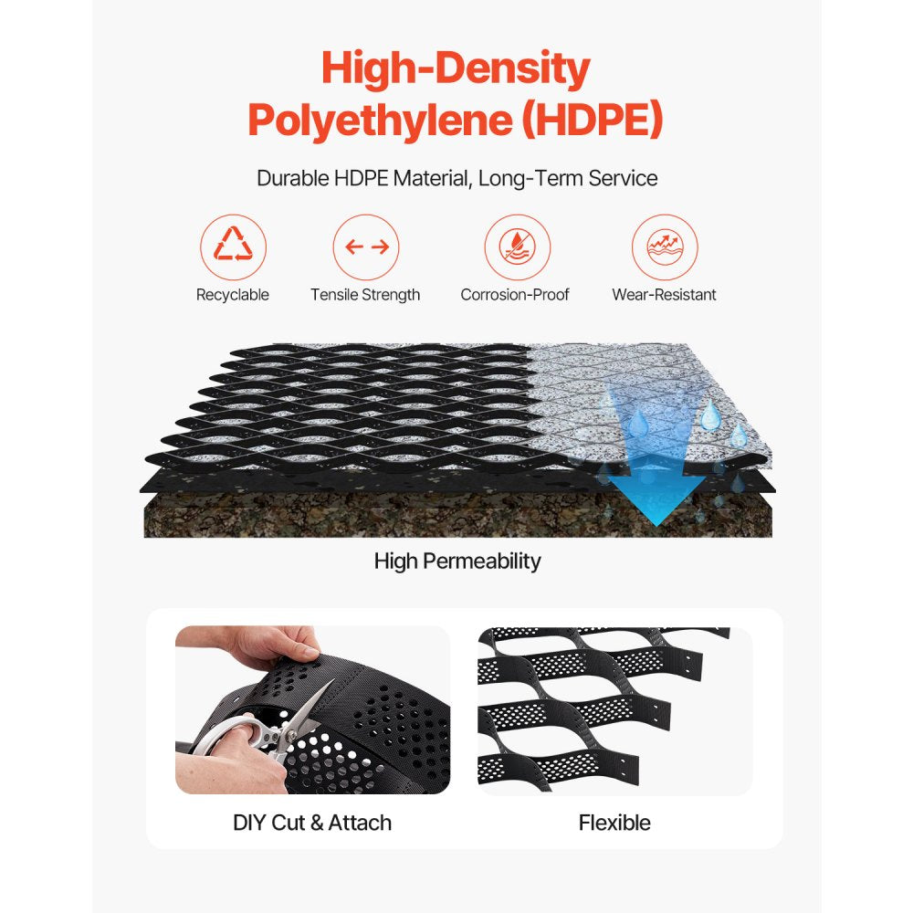 Ground Grid 4-Inch Deep Geocell Grid 17.06x8.86FT / 5200x2700mm for Gravel