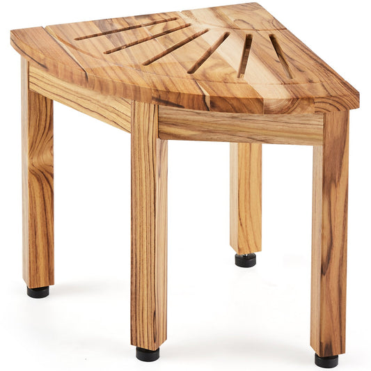 VEVOR Corner Teak Shower Bench, 12.4" Height 11.5" Radius, 100% Teak Wood Corner