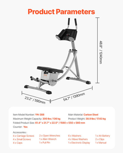 VEVOR AB Workout Machine Equipment Home Gym Core Abdominal Trainers Adjustable