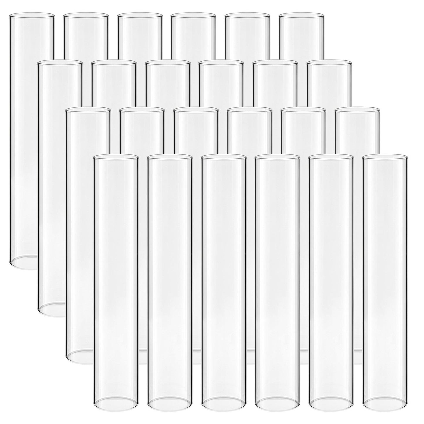 Hurricane Glass Cylinders Set of 24, Φ 65 x 350 mm Tall Clear Glass Candle Covers, High Borosilicate Glass Sleeves for Pillar Candles, Wedding Centerpieces, Home Decor, Party, Wind Protection