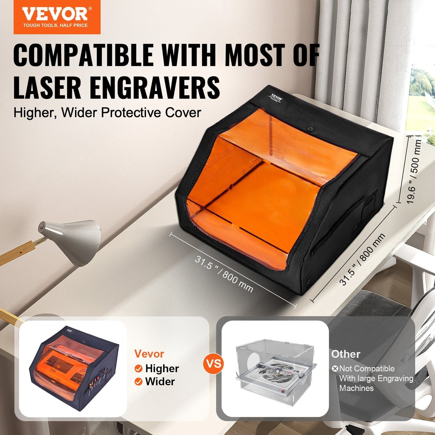 Fireproof Laser Engraver Enclosure with Viewing Window, 0.8 x 0.8 x 0.5 m