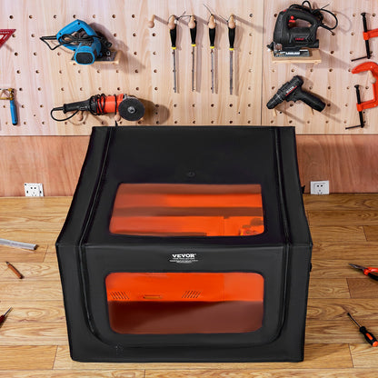 Laser Engraver Enclosure, 800 x 800 x 500 mm, Dual-Direction Viewing, Flame Retardant and Fireproof Protective Cover, with Exhaust Fan and Pipe, Insulates Smoke, Noise and Eye Protection