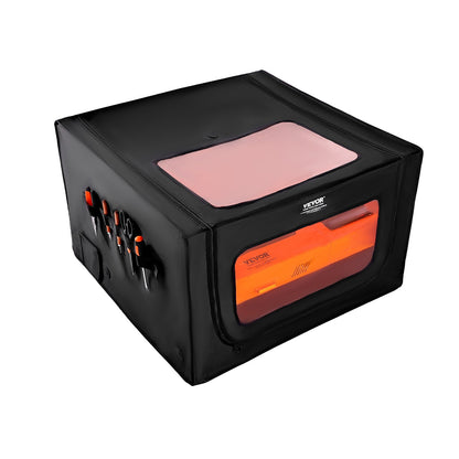 Laser Engraver Enclosure, 800 x 800 x 500 mm, Dual-Direction Viewing, Flame Retardant and Fireproof Protective Cover, with Exhaust Fan and Pipe, Insulates Smoke, Noise and Eye Protection