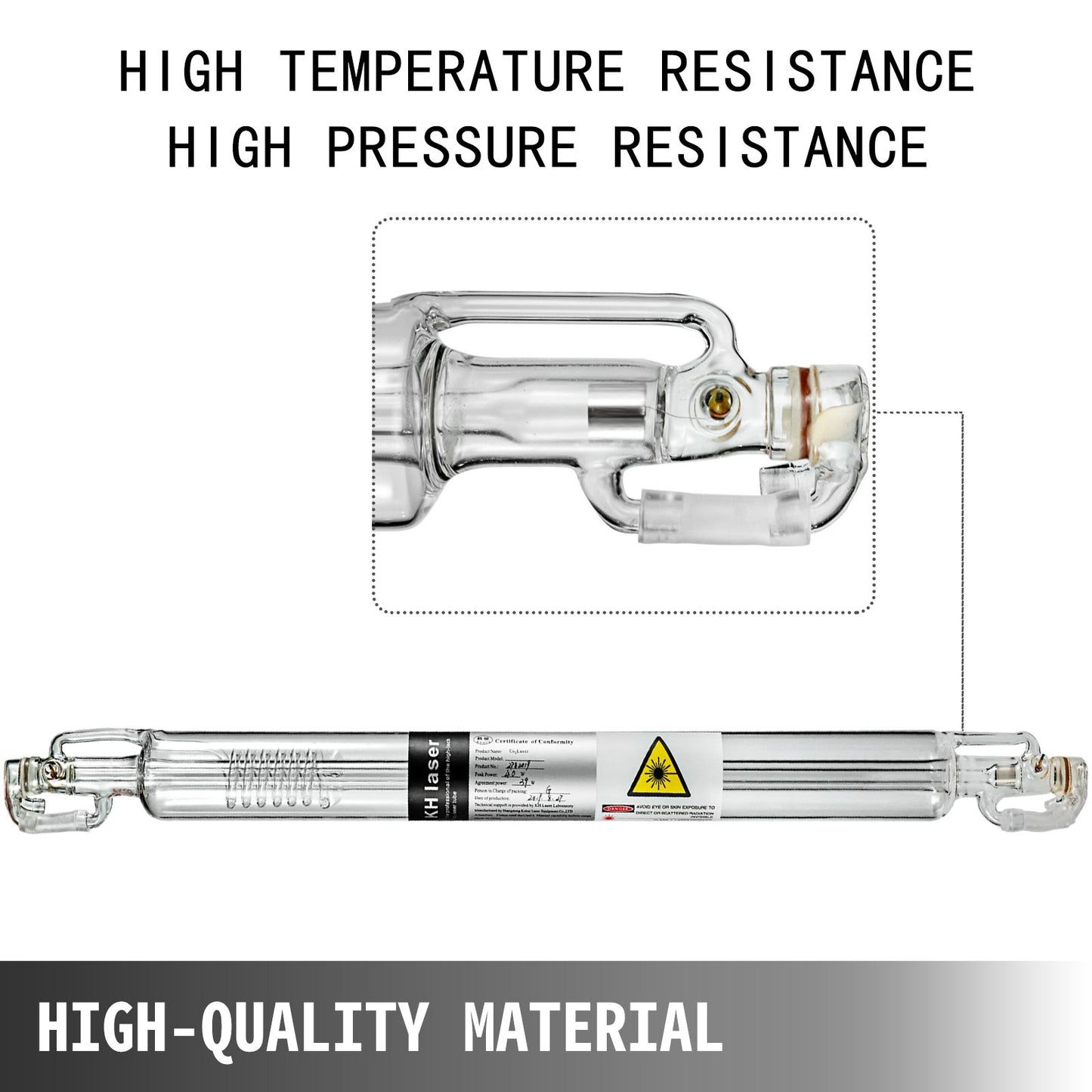 VEVOR Laser Tube 50W CO2 Laser Tube 800mm Glass Laser Tube Professional Imported