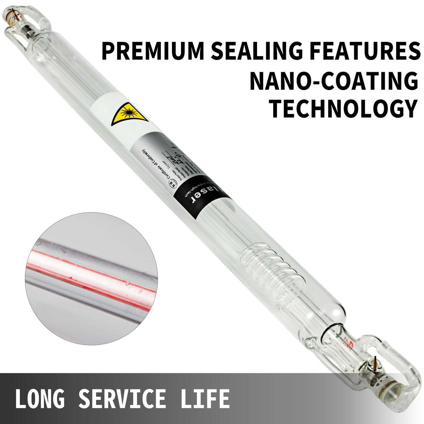 VEVOR Laser Tube 50W CO2 Laser Tube 800mm Glass Laser Tube Professional Imported