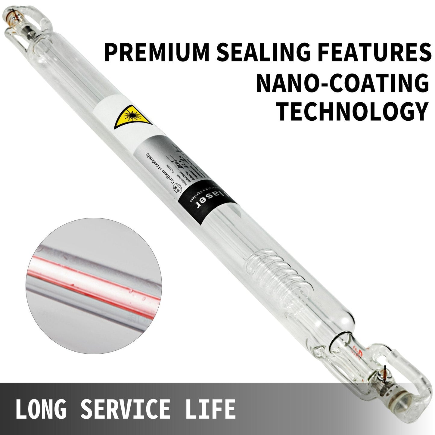 50W CO2 Glass Laser Tube, 0.8m, German Tech, for Engraving & Cutting Machines