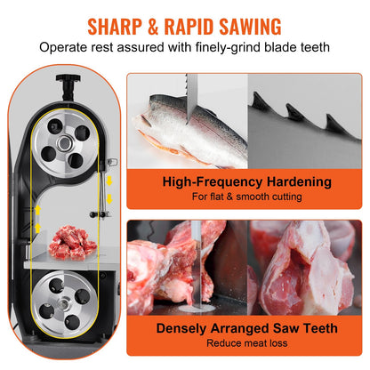 1650mm Carbon Steel Meat Bandsaw Blades, 5-Pack for Bone Saw Machines