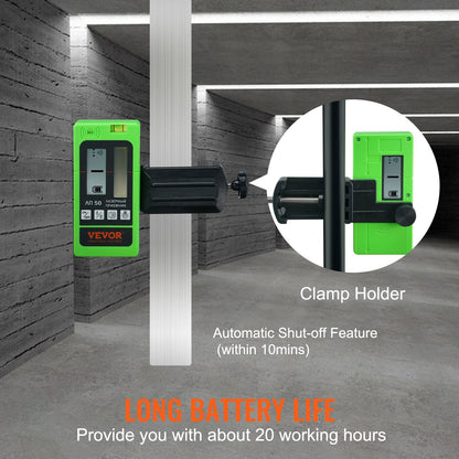 Laser Receiver for Leveling, 60m Range, Dual LCD, Green/Red Beam Detector
