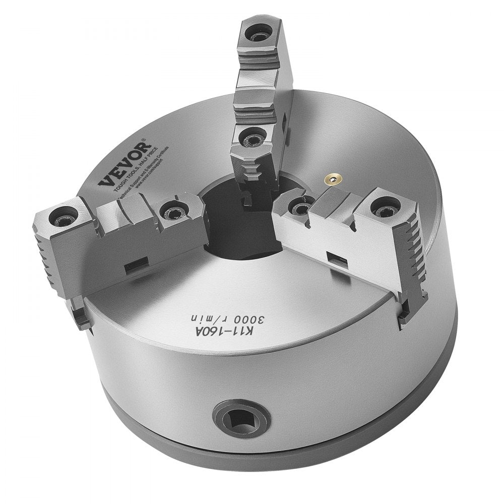 VEVOR 160 mm 3-Jaw Self-Centering Lathe Chuck 1 1/2 in-8 Threaded Backing Plate