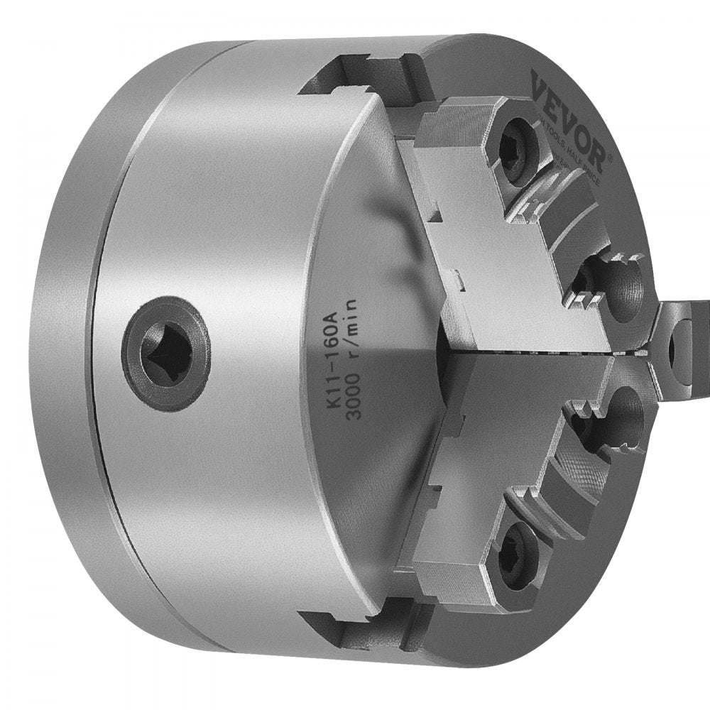 VEVOR 160 mm 3-Jaw Self-Centering Lathe Chuck 1 1/2 in-8 Threaded Backing Plate