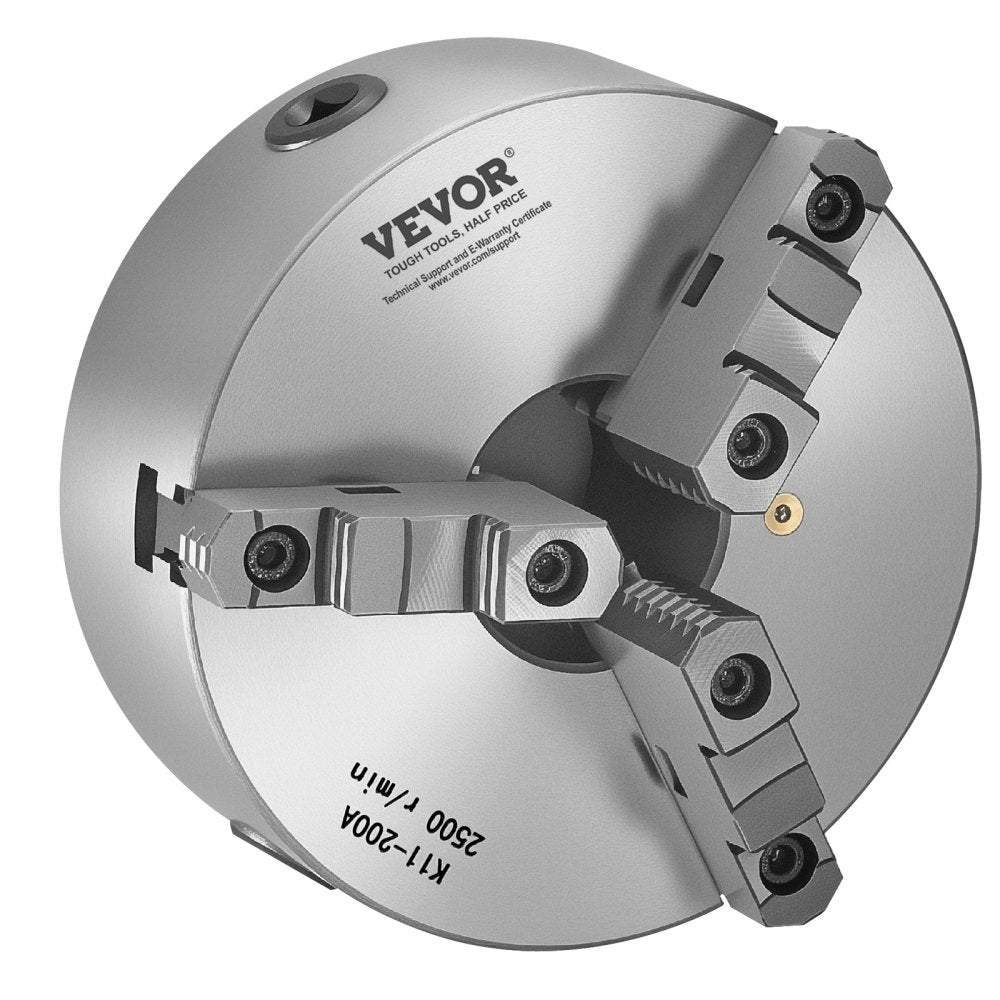 VEVOR 200 mm 3-Jaw Self-Centering Lathe Chuck 2 1/4 in-8 Threaded Backing Plate