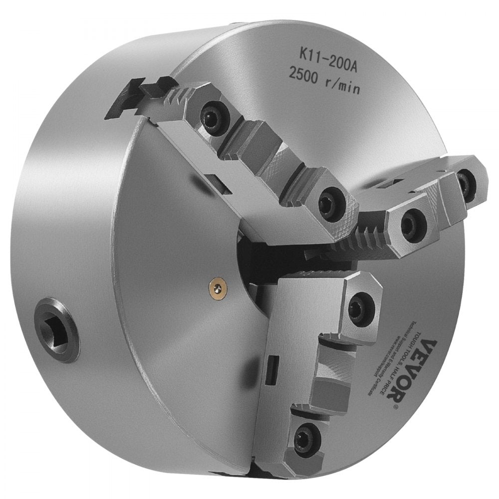 VEVOR 200 mm 3-Jaw Self-Centering Lathe Chuck 2 1/4 in-8 Threaded Backing Plate