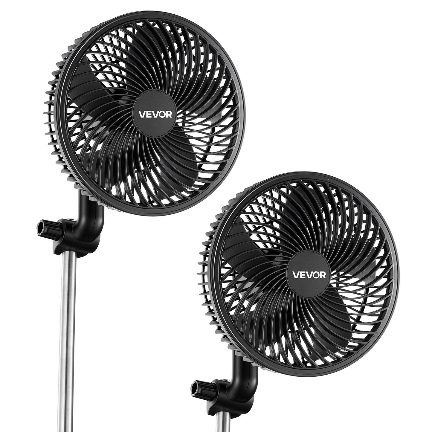 Plant Fan, Grow Tent Clip On Fan, Type-C Port with 9 Speeds & Circulation Mode, Smart Control, Powerful Oscillating, for Hydroponics Circulation Cooling, Black, 2 Pack