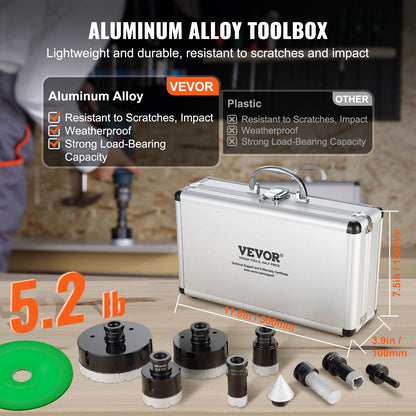 Diamond Drill Bit Set, 6 PCS (0.02-0.1m), for Wet/Dry Tile & Ceramic Drilling