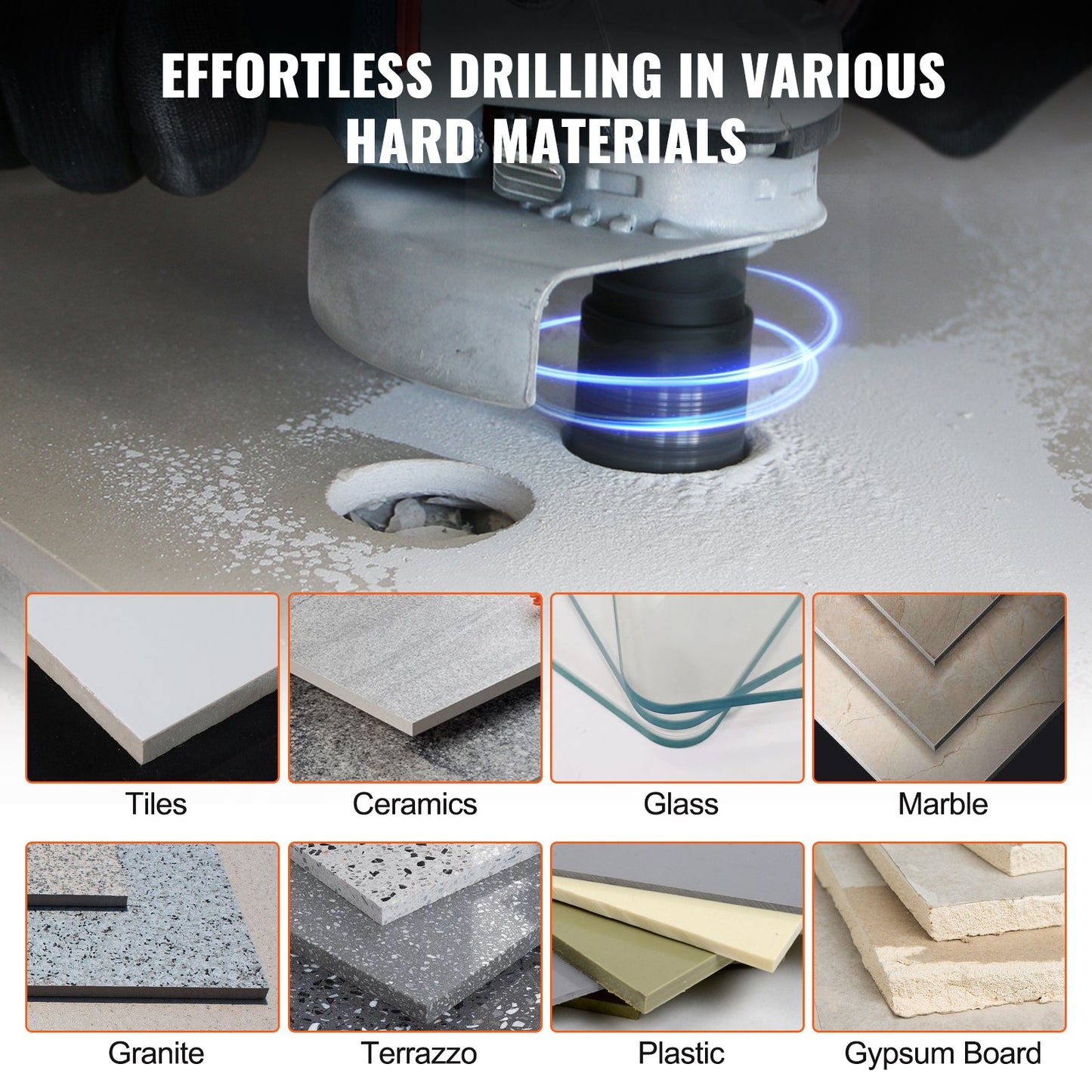 VEVOR Diamond Core Drill Bit Set, 10 PCS 6/10/12/20/25/30/35/40/45/50mm Diamond