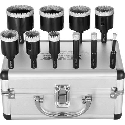 10-Piece Diamond Core Drill Bit Set with 6-50mm Sizes for Wet/Dry Use