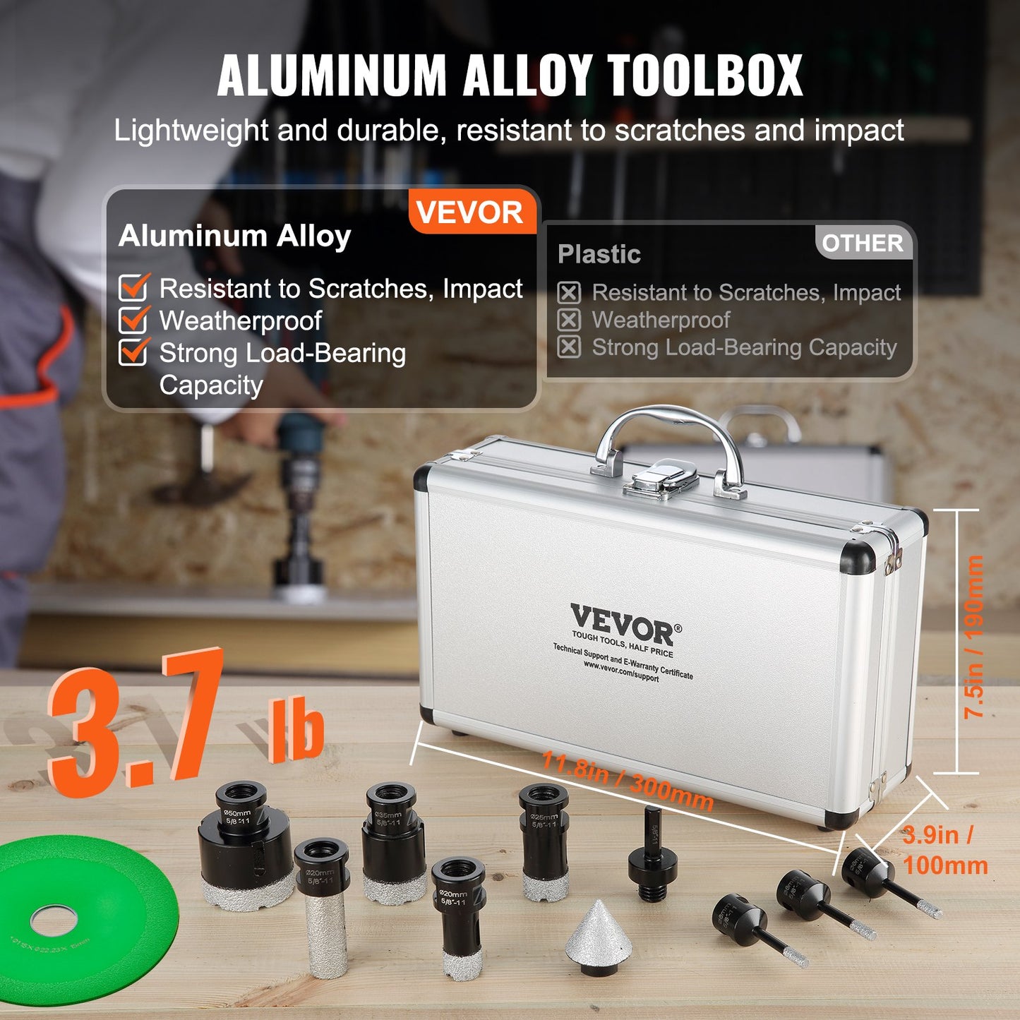 VEVOR Diamond Core Drill Bit Set, 7 PCS 6/6/6/20/25/35/50mm Diamond Hole Saw Kit,