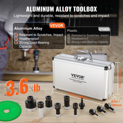 8-Piece Diamond Core Drill Bit Set with Storage Case for Tile & Ceramic