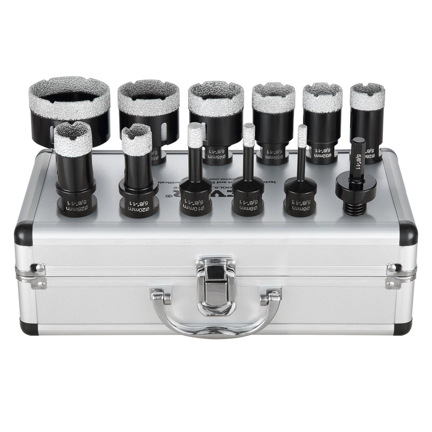 11-Piece Diamond Core Drill Bit Set with 5/8"-11 Connector and Case