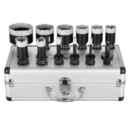 11-Piece Diamond Core Drill Bit Set with 5/8"-11 Connector and Case