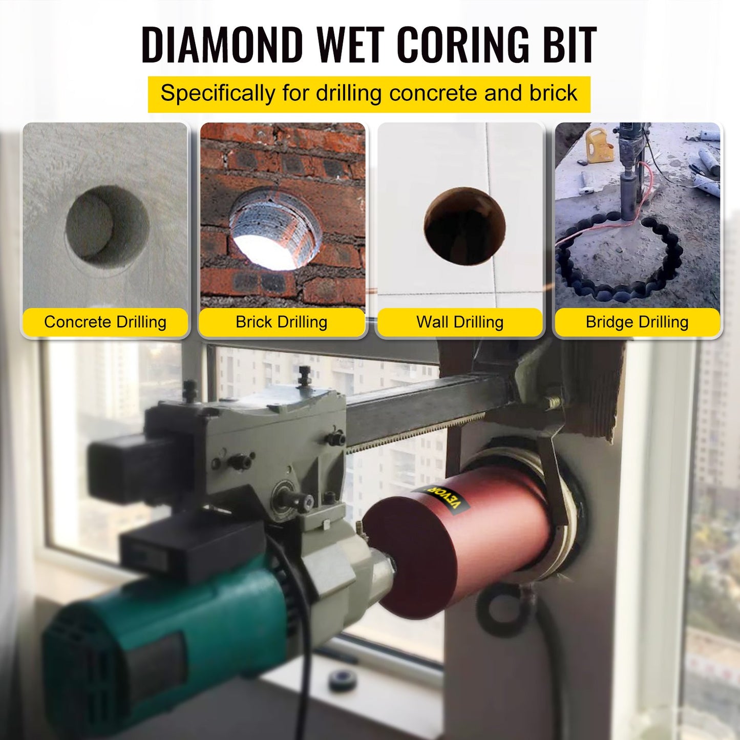 VEVOR Dry Diamond Core Drill 4.5"/114mm Dia. Hole Cutter for Concrete Masonry