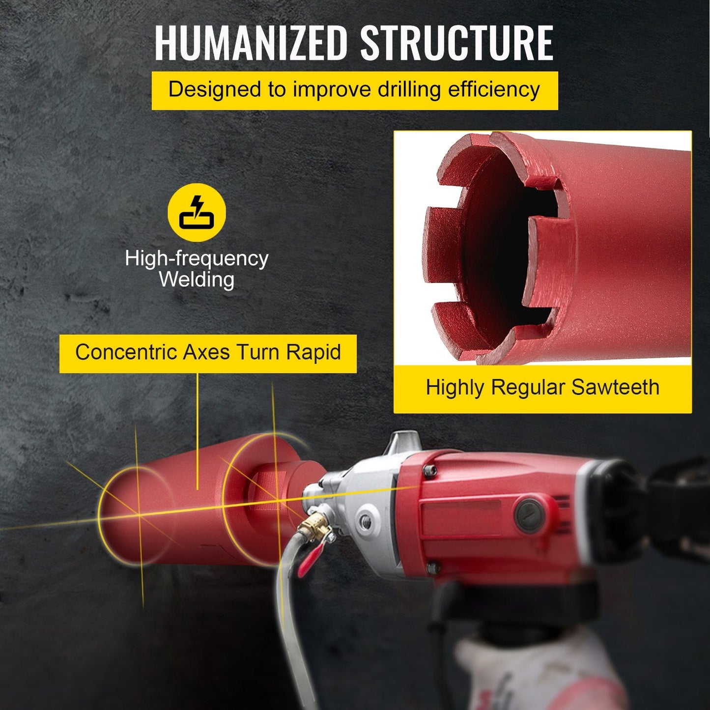 Dry Diamond Core Drill 76mm for Concrete, Masonry & Brick, 400mm Total Length