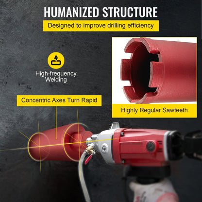 Dry Diamond Core Drill 76mm for Concrete, Masonry & Brick, 400mm Total Length