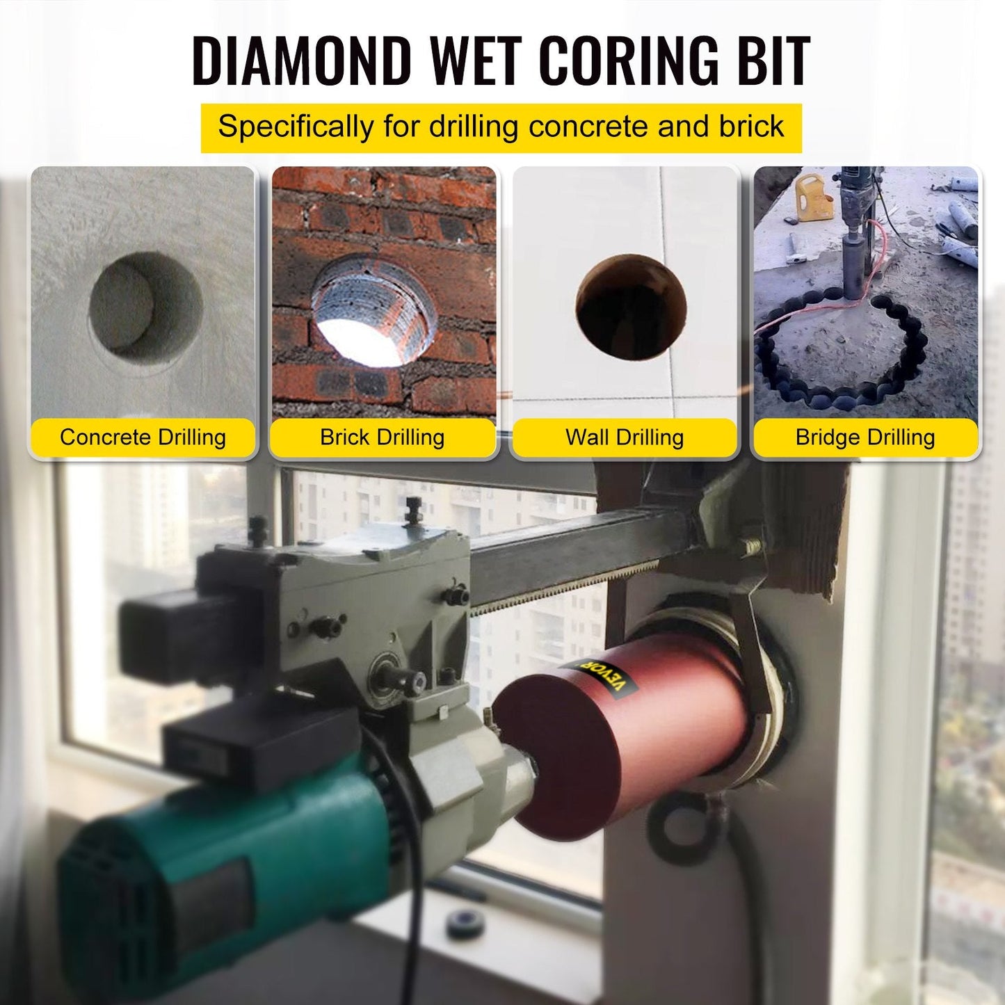 Premium 101mm Diamond Core Drill Bit for Concrete, 400mm Length, 5/8"-11 Thread