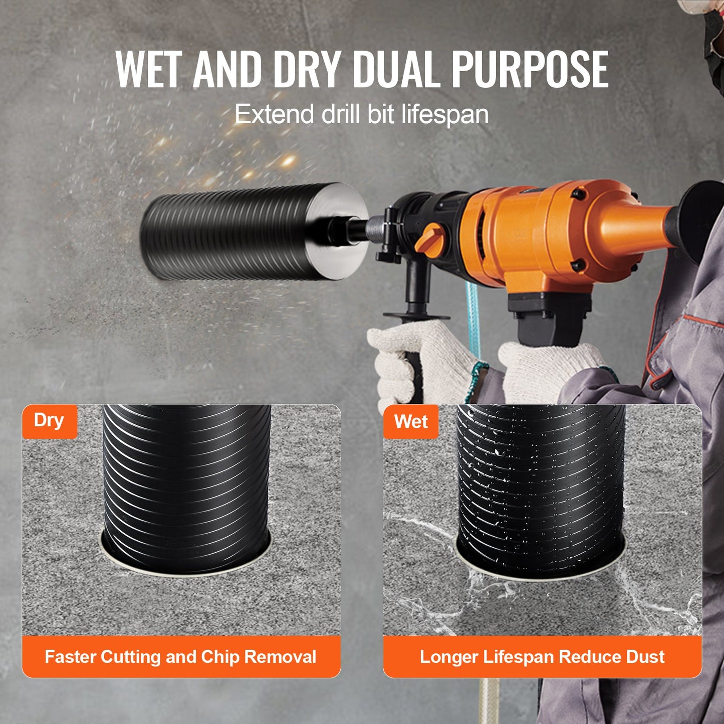 VEVOR Core Drill Bit, 4.25" Wet/Dry Diamond Core Drill Bits for Brick and Block,