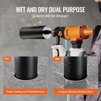 4.25" Wet/Dry Diamond Core Drill Bit for Brick & Concrete, 9.5" Depth